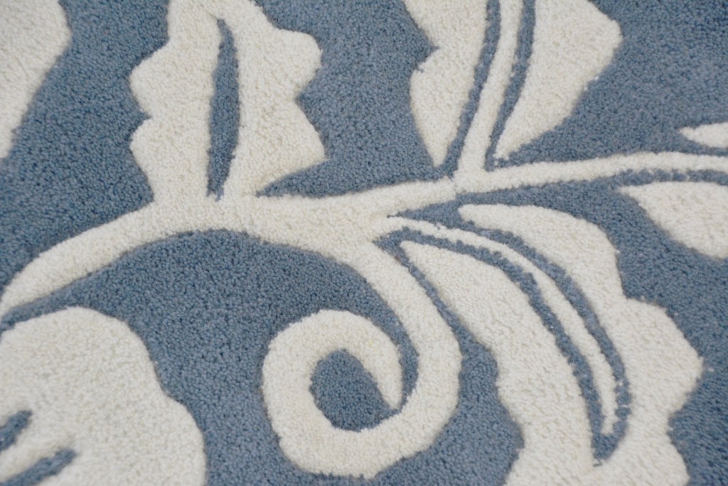 Designer Handmade Round Wool Rug - 5066 - Blue - 150x150cm