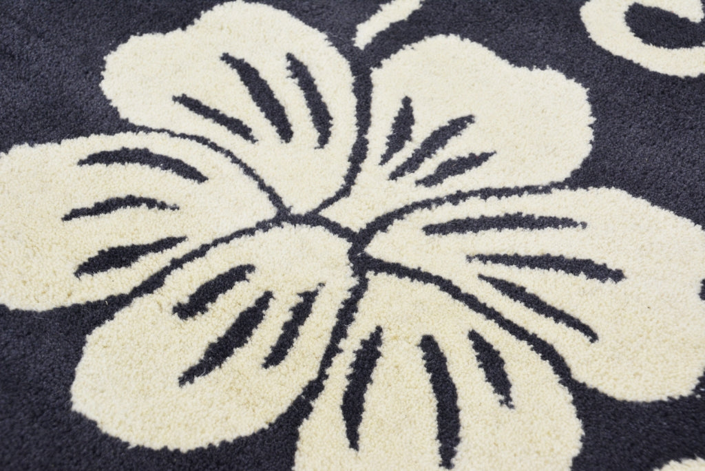 Designer Handmade Round Wool Rug - 5066 - Charcoal - 150x150cm
