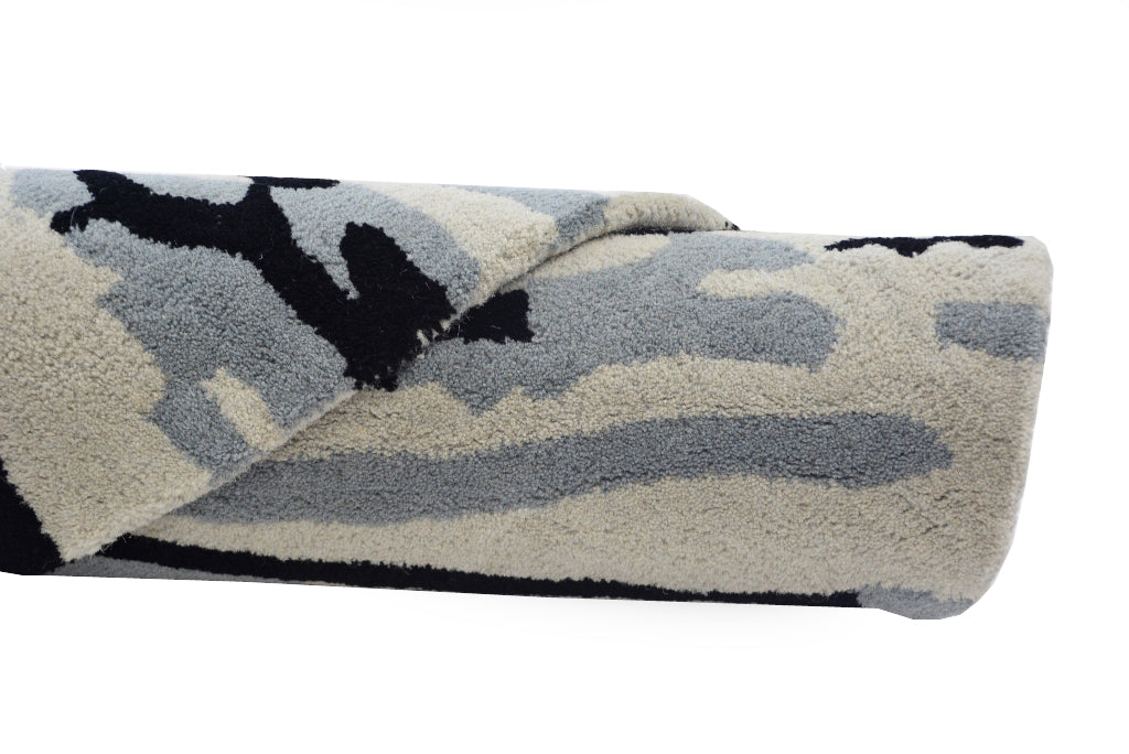 Designer Handmade Round Wool Rug - 5067 - Grey - 150x150cm