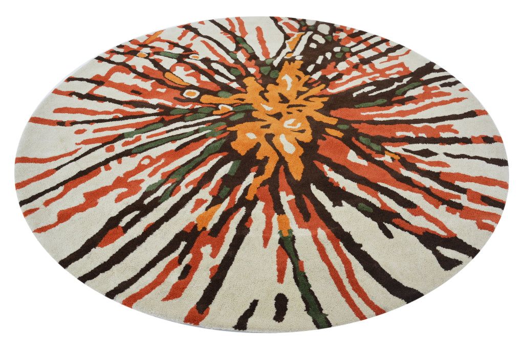 Designer Handmade Round Wool Rug - 5067 - Multi - 150x150cm