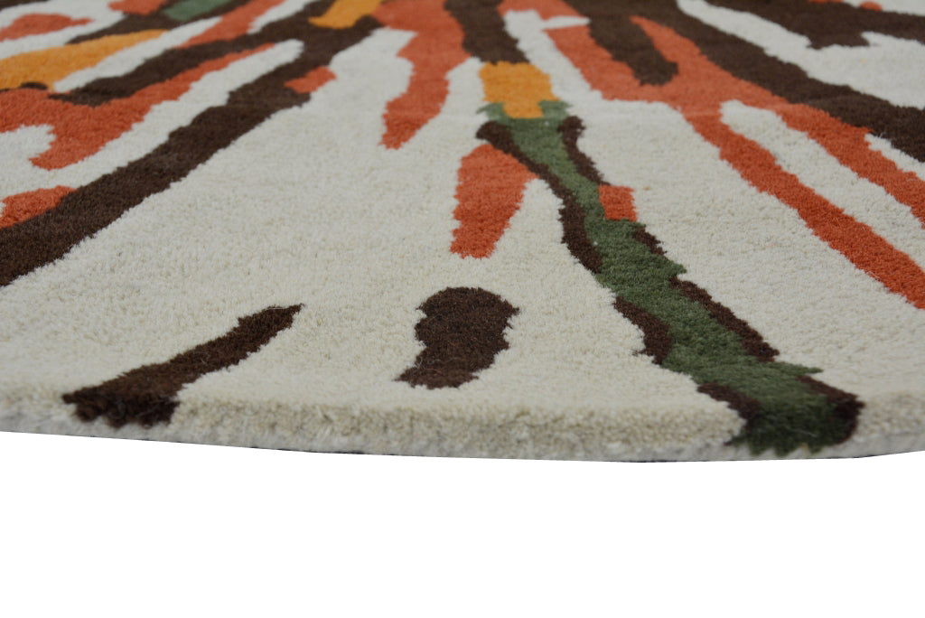 Designer Handmade Round Wool Rug - 5067 - Multi - 150x150cm