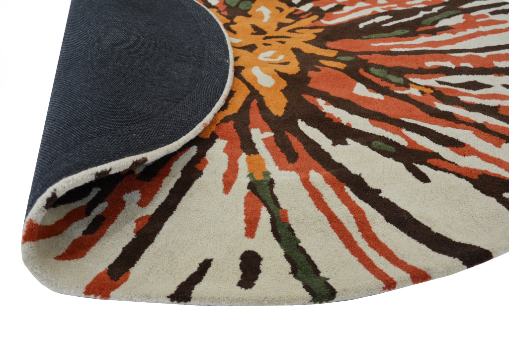 Designer Handmade Round Wool Rug - 5067 - Multi - 150x150cm