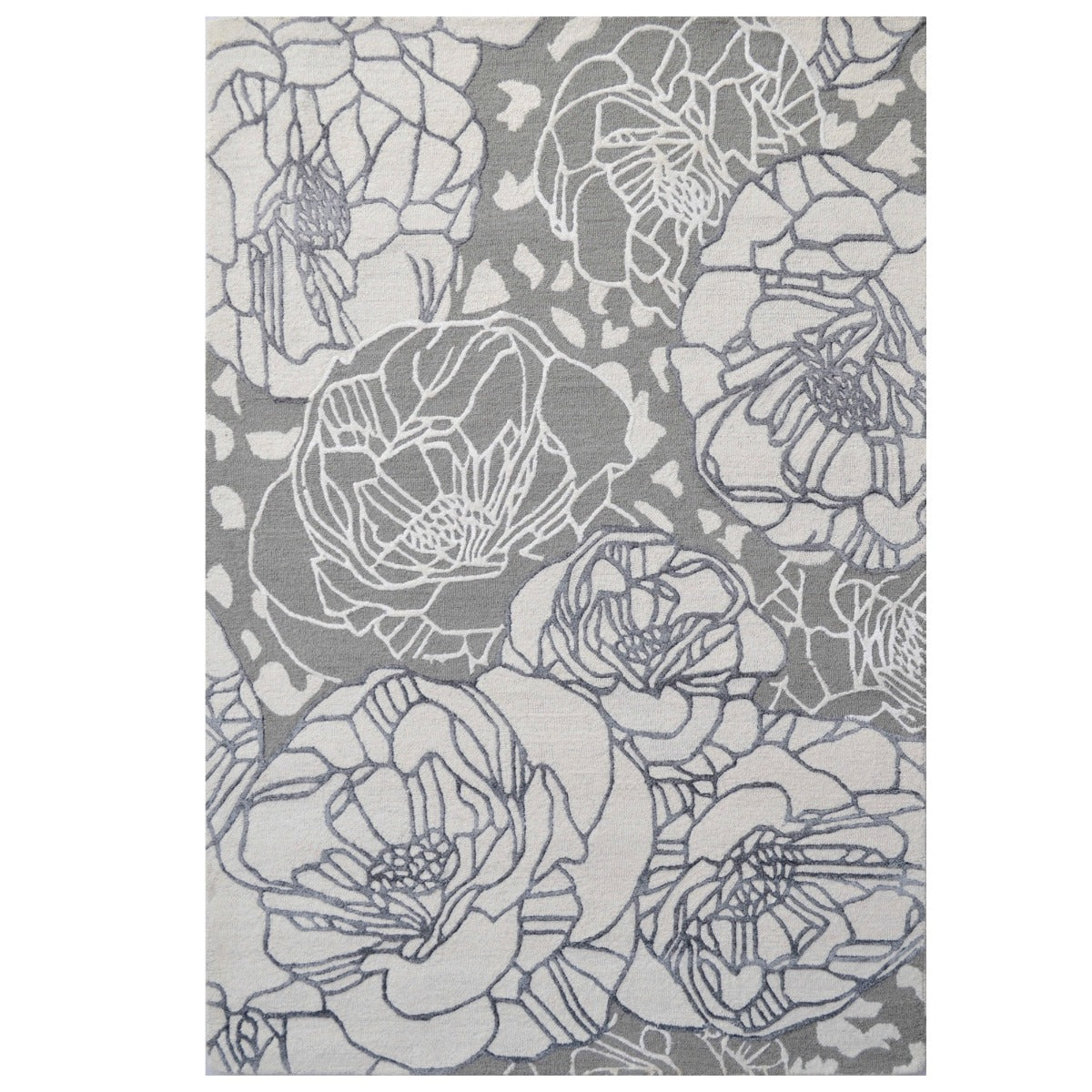 Floral Handmade Wool Rug-Botanical 6365-Silver Multi-110x160cm