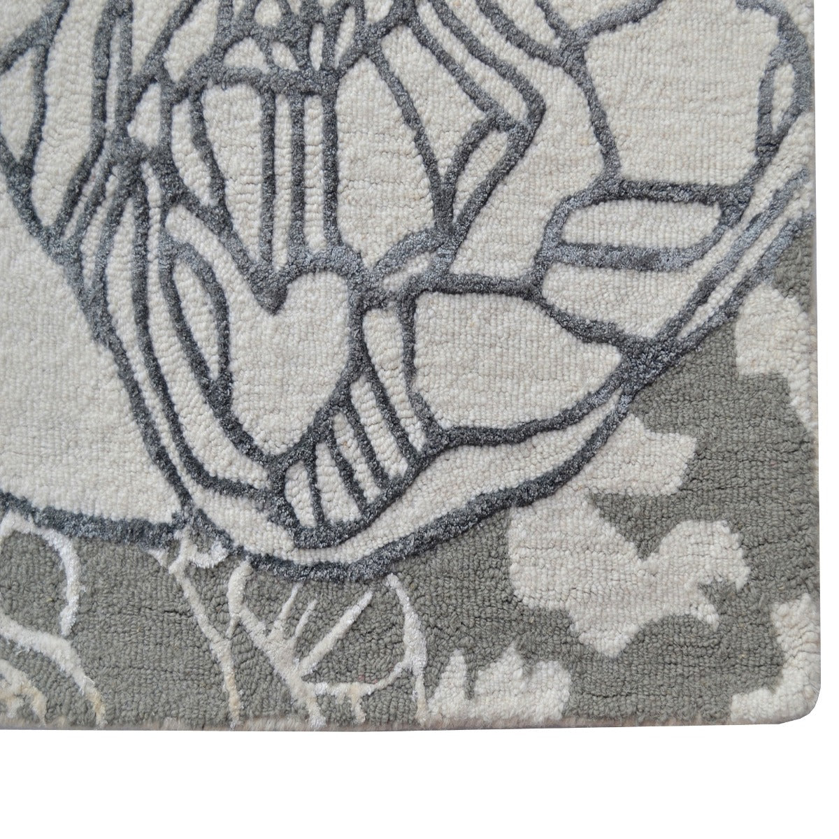 Floral Handmade Wool Rug-Botanical 6365-Silver Multi-110x160cm