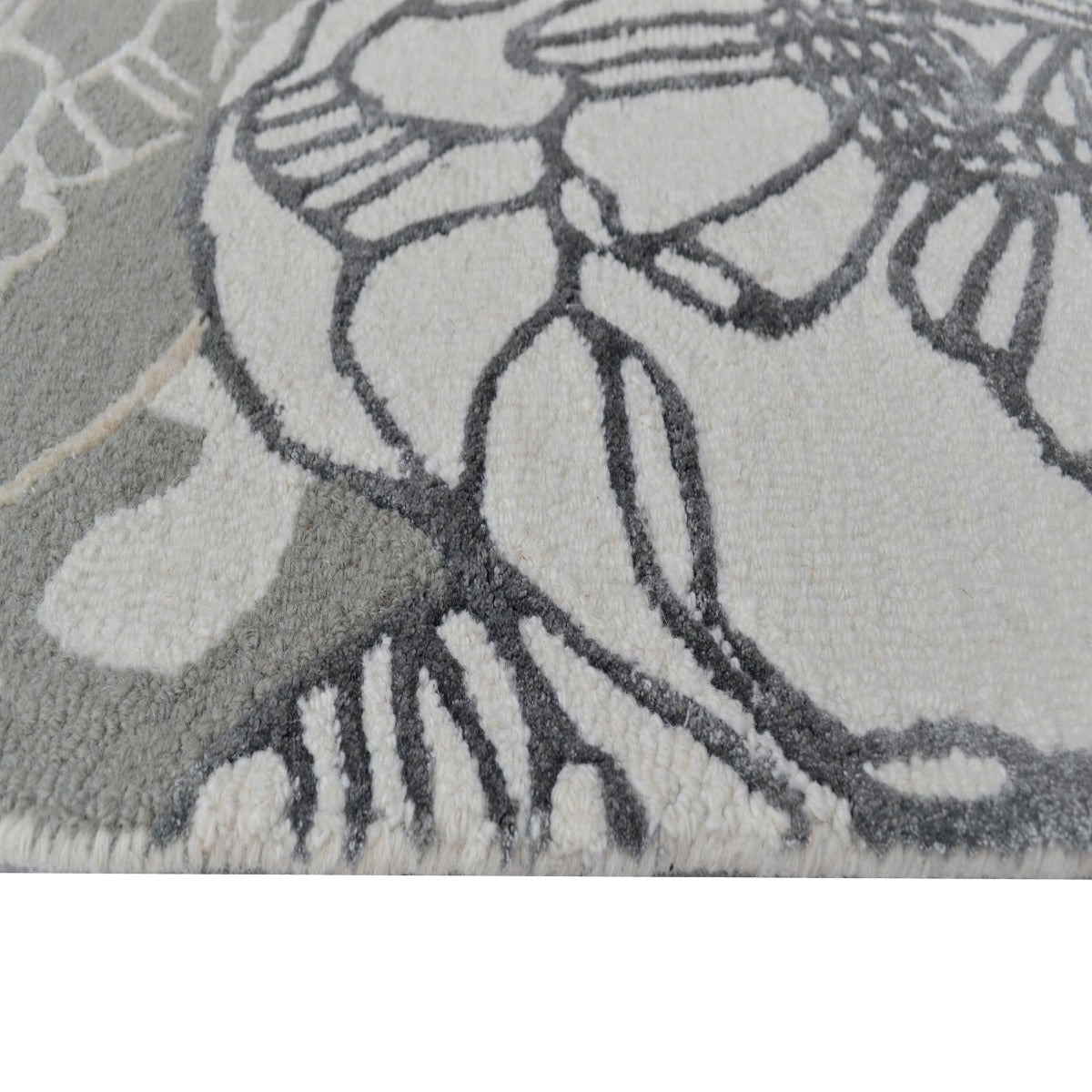 Floral Handmade Wool Rug-Botanical 6365-Silver Multi-110x160cm