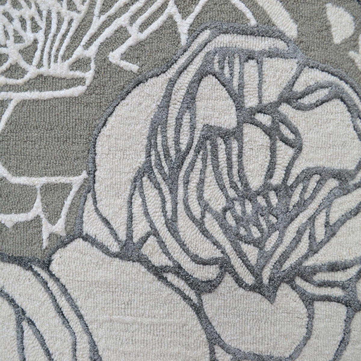 Floral Handmade Wool Rug-Botanical 6365-Silver Multi-110x160cm