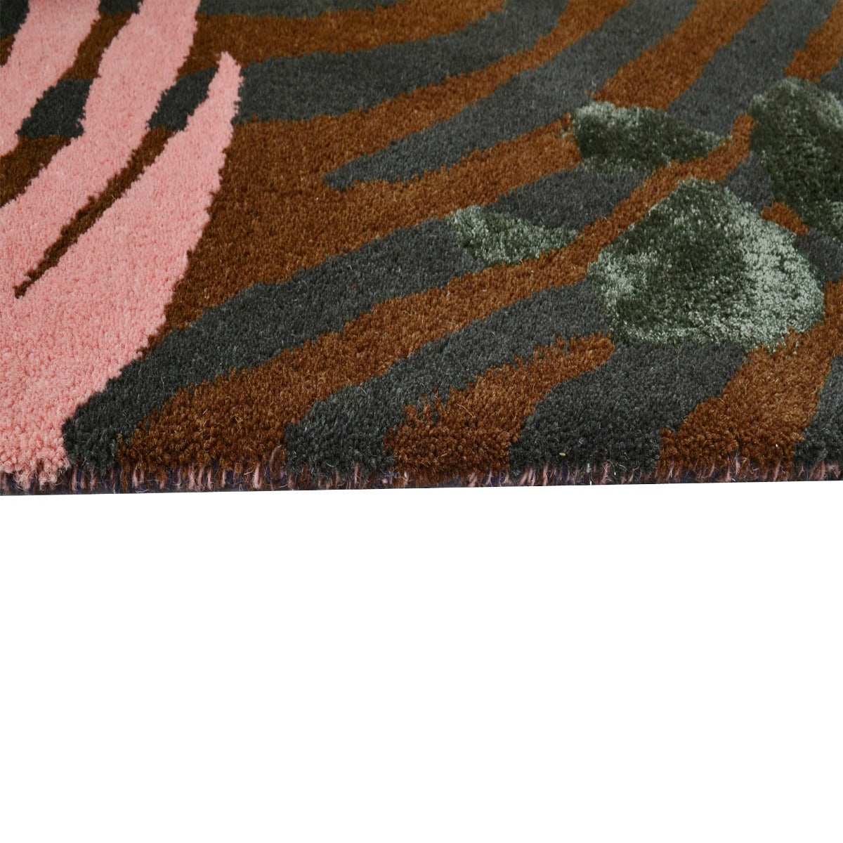 Floral Handmade Wool Rug-Botanical 6365-Brown Multi-110x160cm