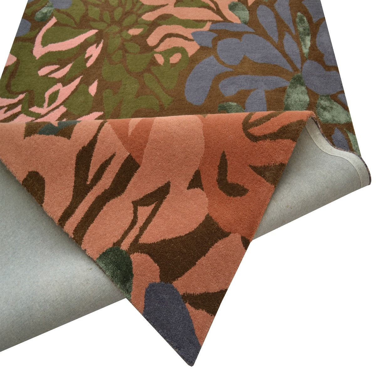 Floral Handmade Wool Rug-Botanical 6365-Brown Multi-110x160cm