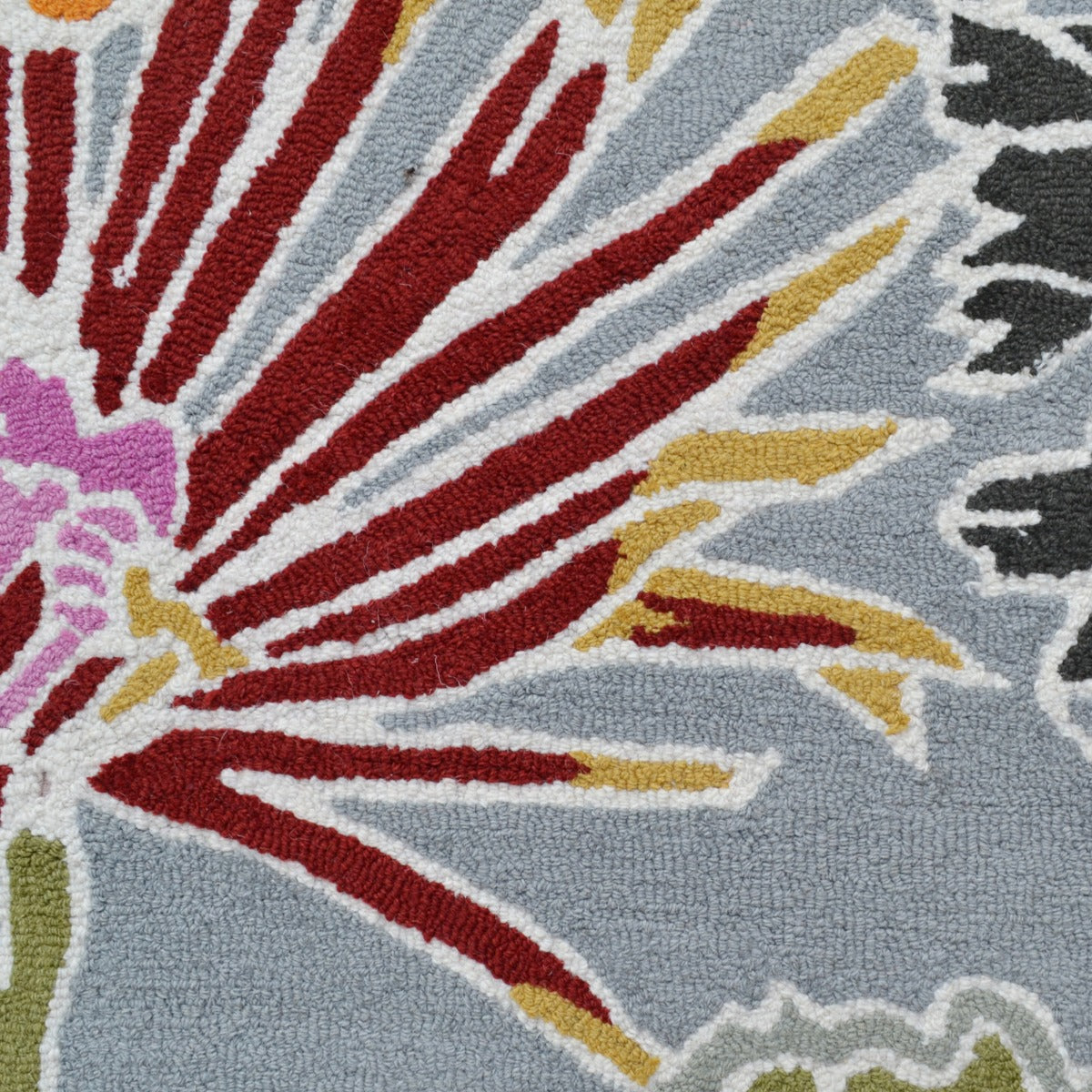 Designer Handmade Wool Rug-Flower 6268-Grey/Multi-110x160cm