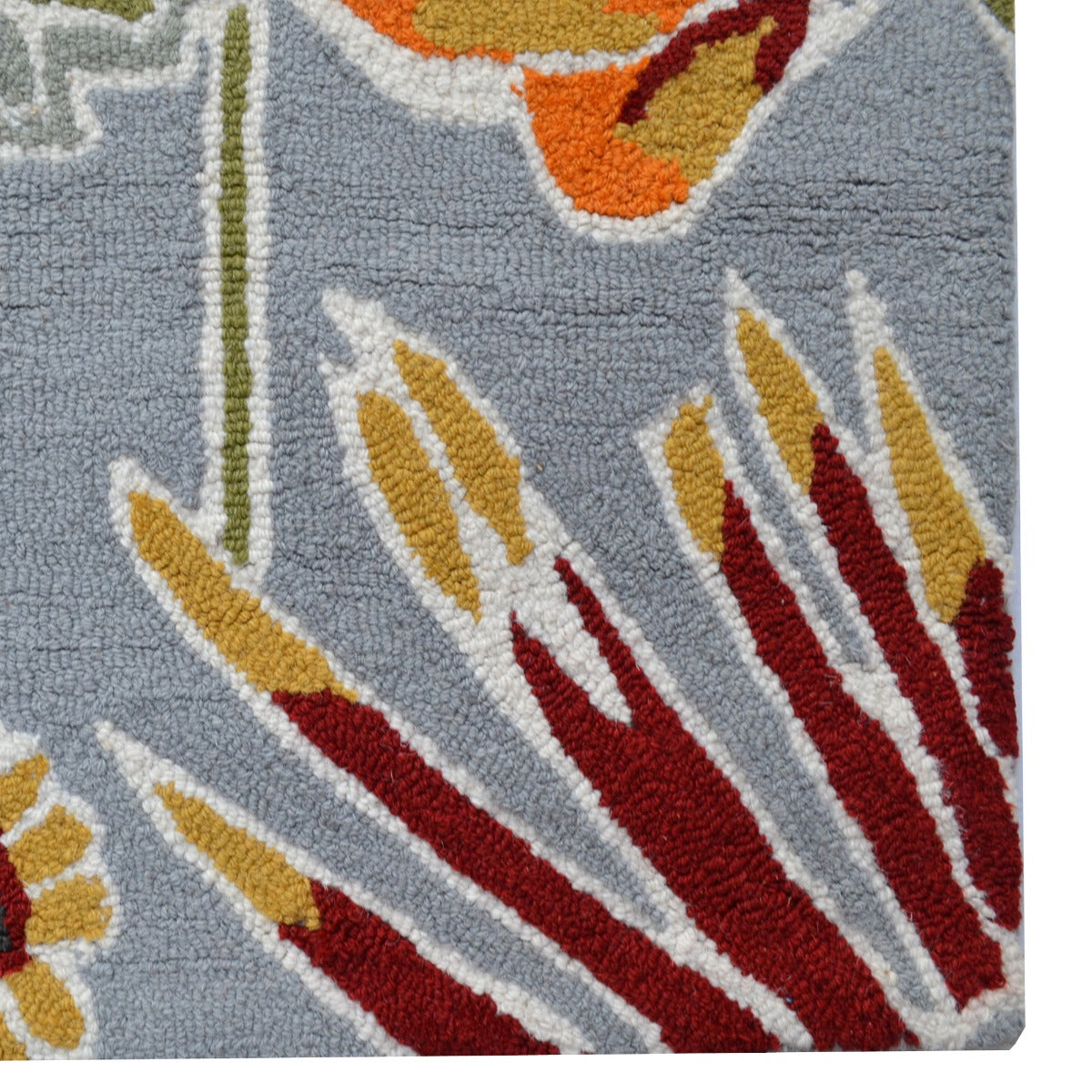 Designer Handmade Wool Rug-Flower 6268-Grey/Multi-110x160cm