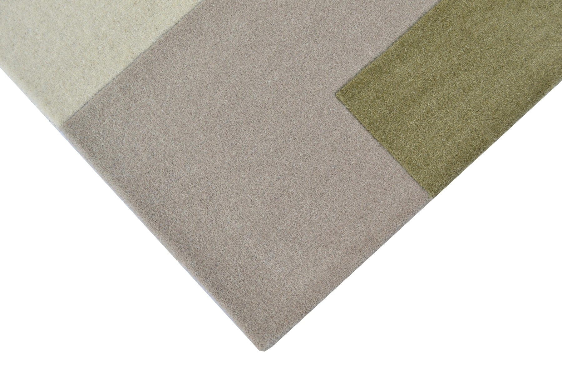 Designer Blocks Handmade Wool Rug - 6227 - Green - 120x170cm
