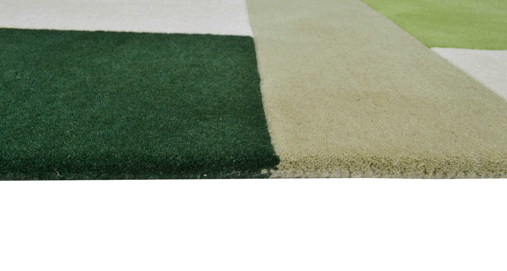 Designer Blocks Handmade Wool Rug - 6227 - Green - 120x170cm