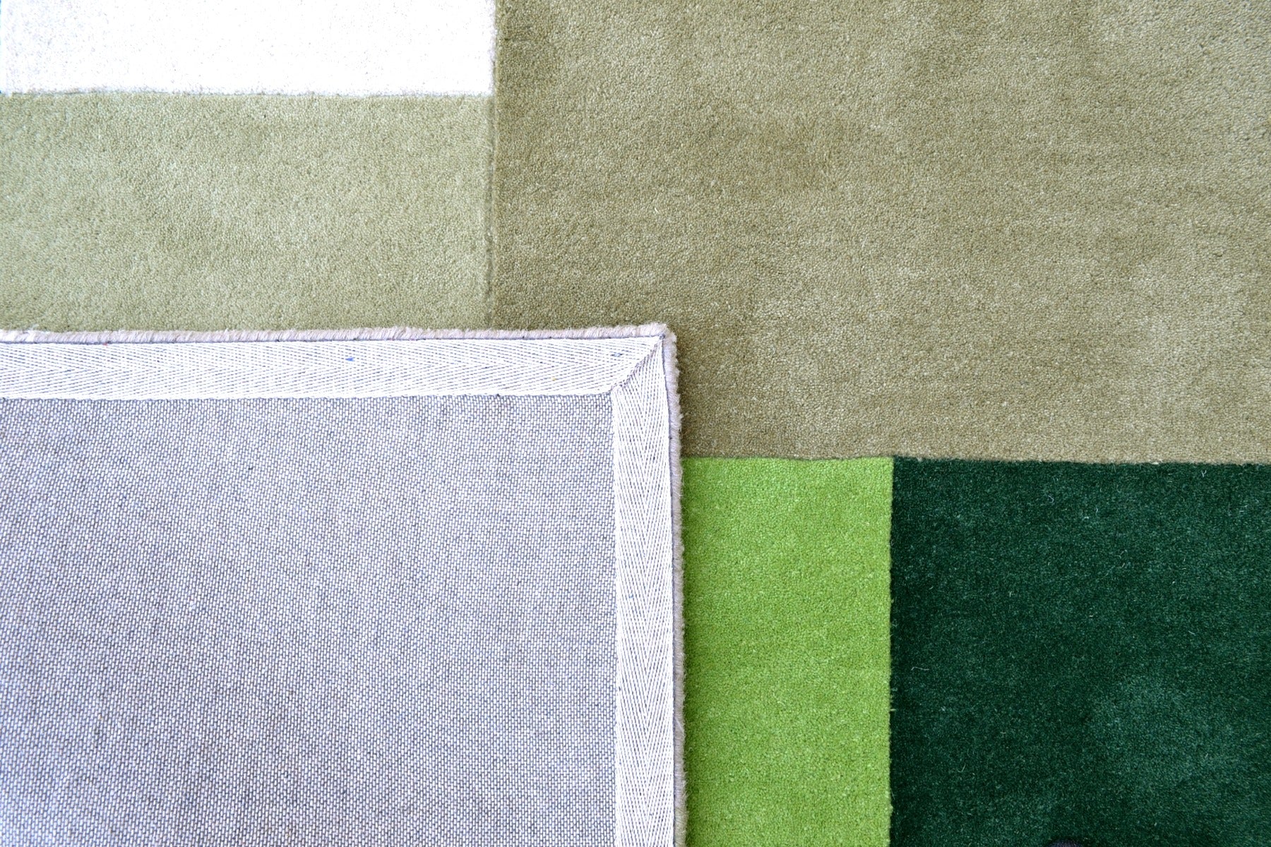 Designer Blocks Handmade Wool Rug - 6227 - Green - 120x170cm