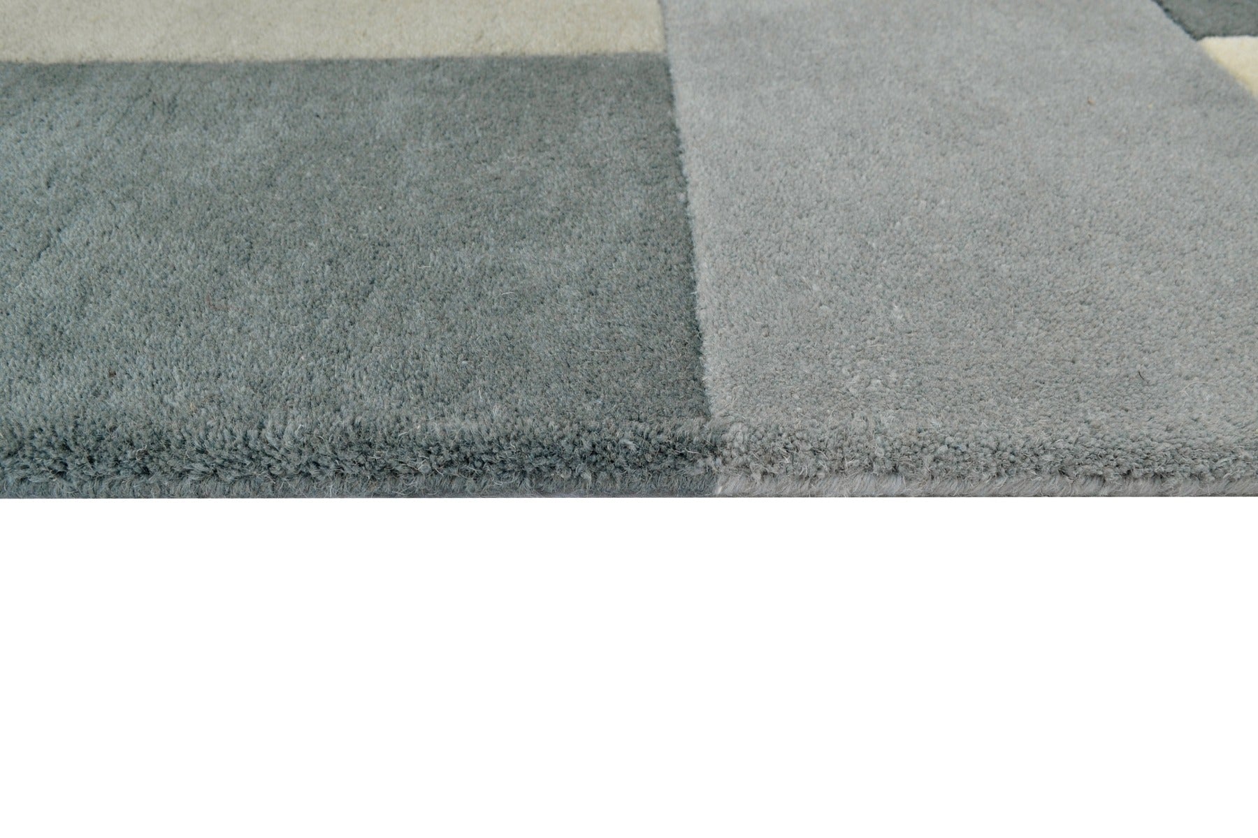 Designer Blocks Handmade Wool Rug - 6227 - GREY - 120x170cm