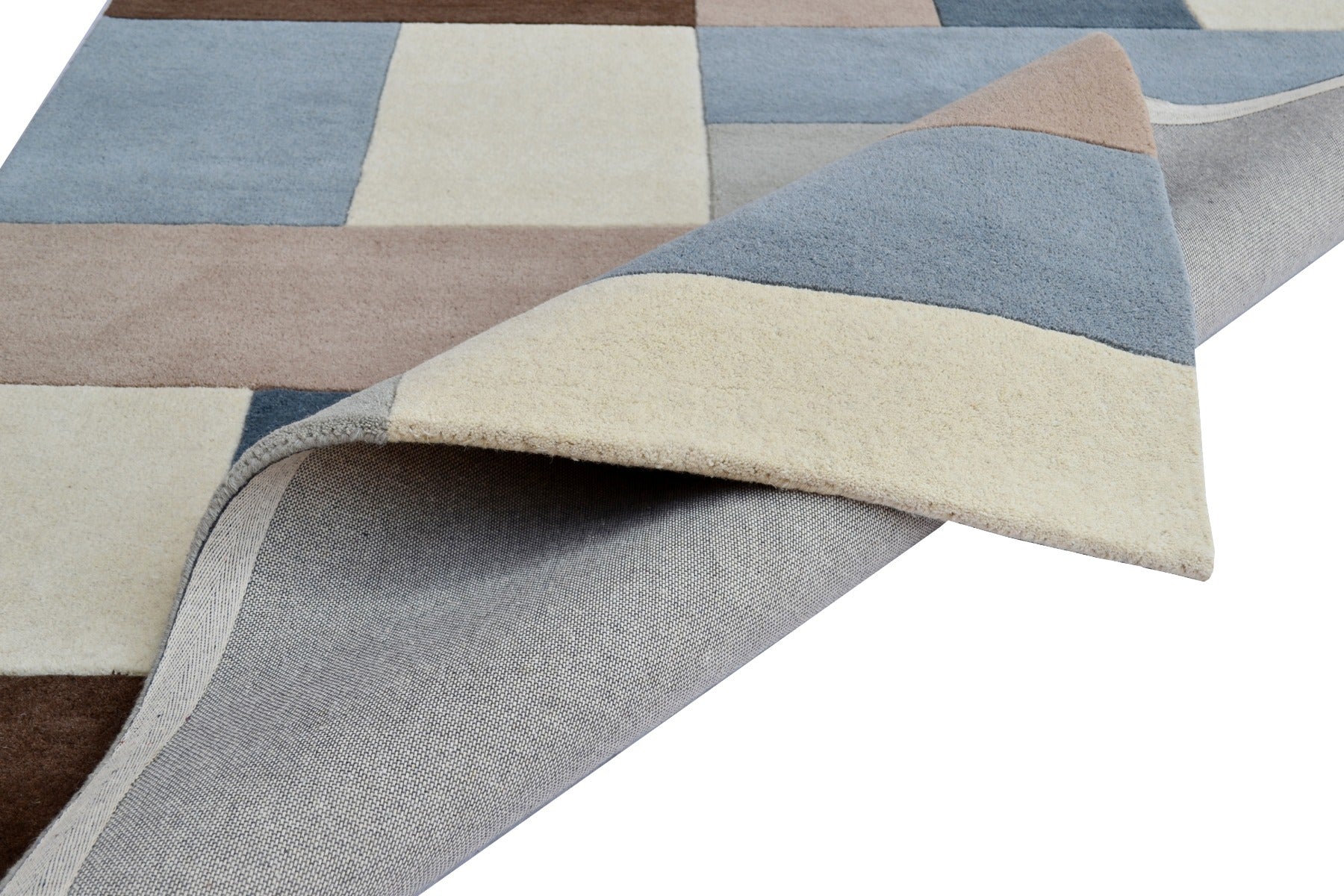 Designer Blocks Handmade Wool Rug - 6227 - GREY - 120x170cm