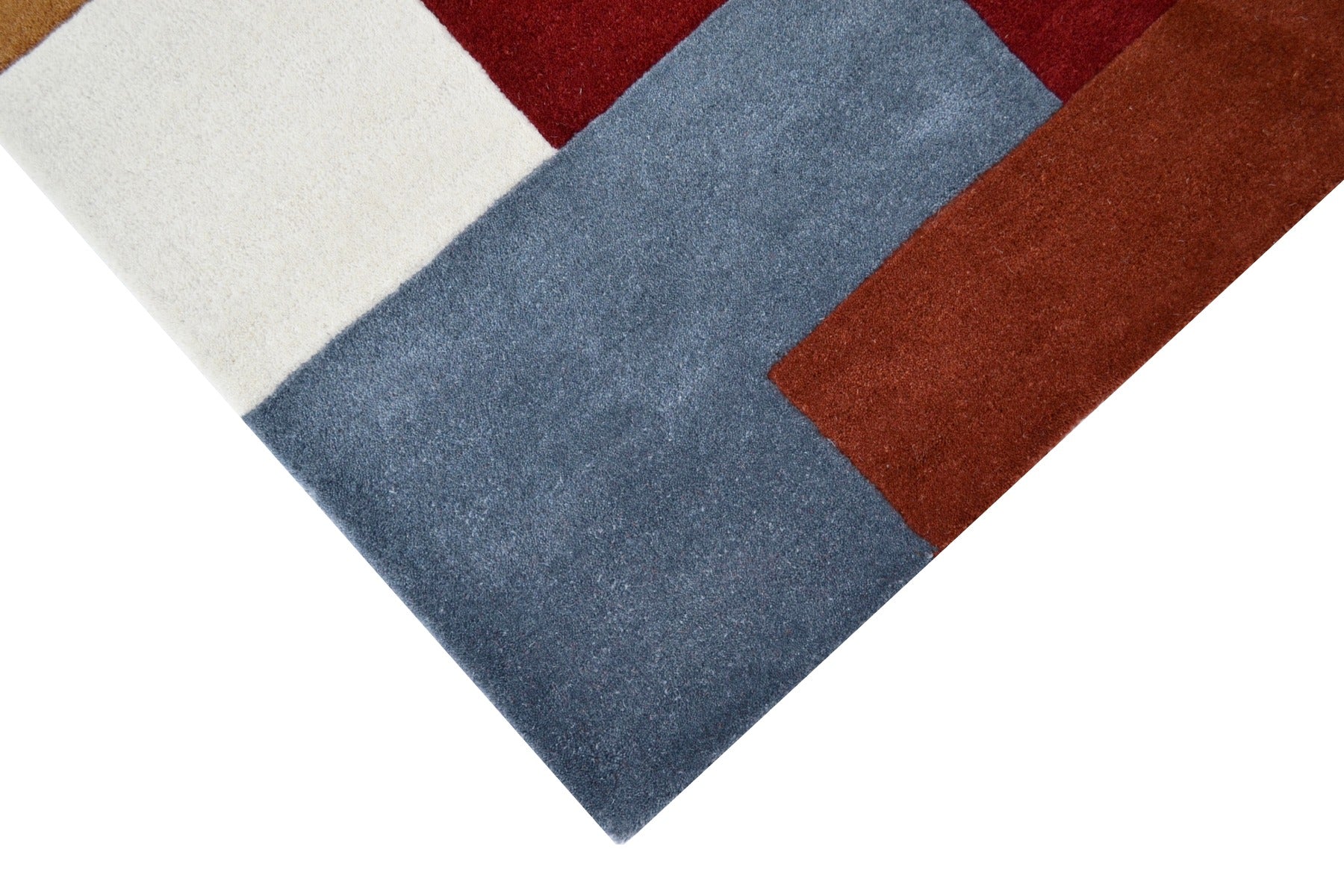 Designer Blocks Handmade Wool Rug - 6227 - Terracotta - 120x170cm