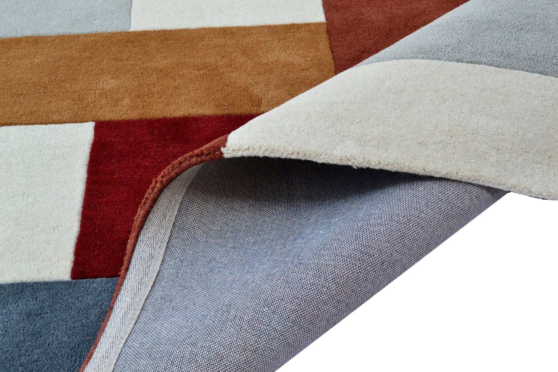 Designer Blocks Handmade Wool Rug - 6227 - Terracotta - 120x170cm