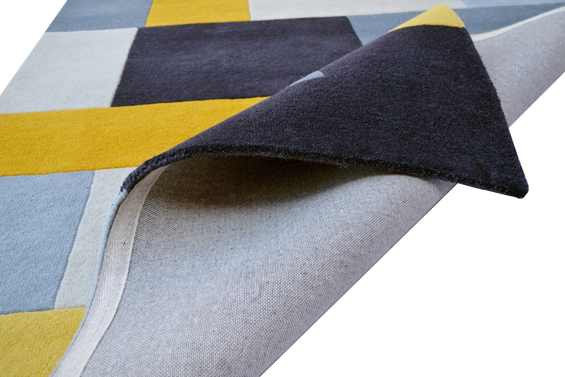 Designer Blocks Handmade Wool Rug - 6227 - Yellow - 120x170cm