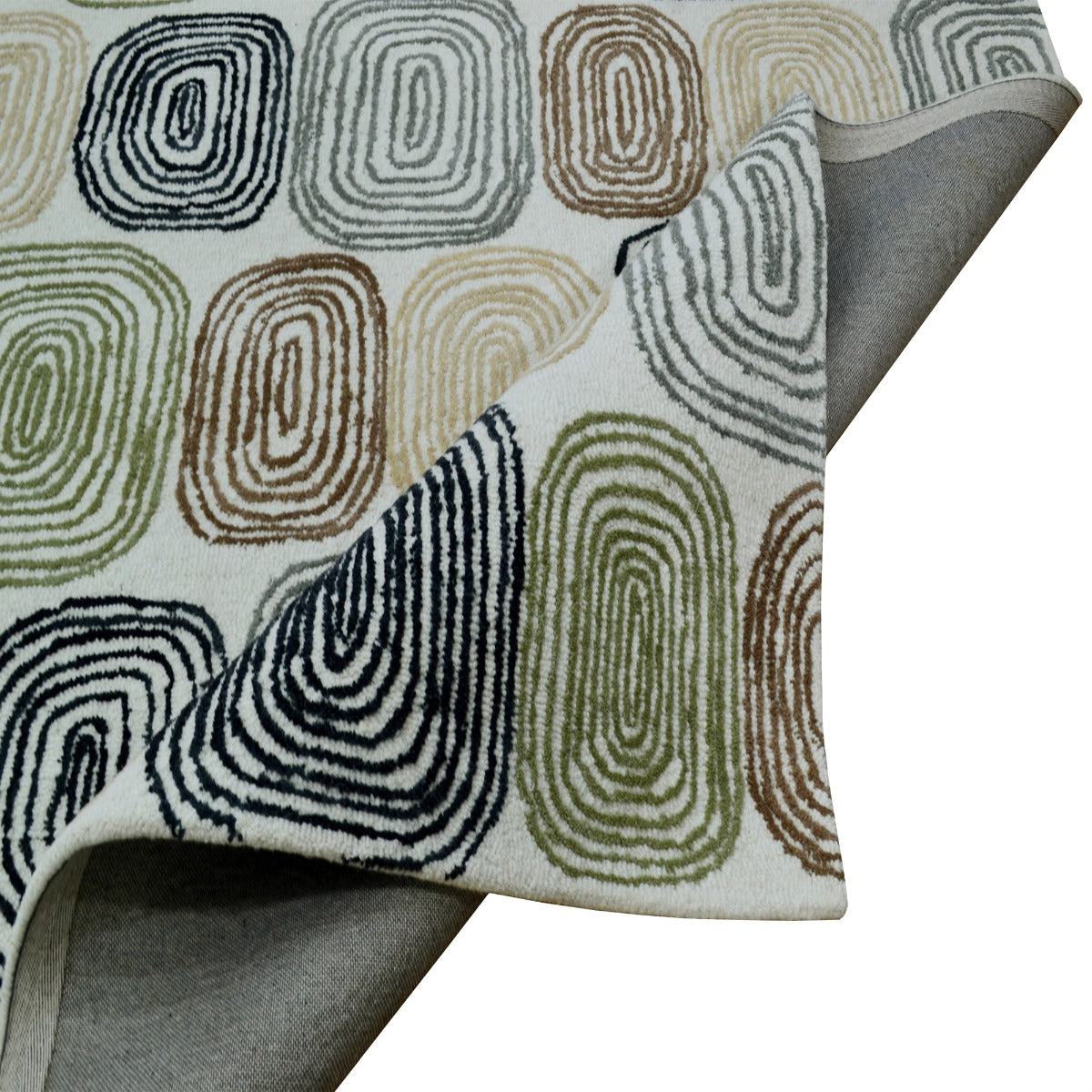 Designer Handmade Wool Rug-Brook 6366-Ivory Multi-110x160cm