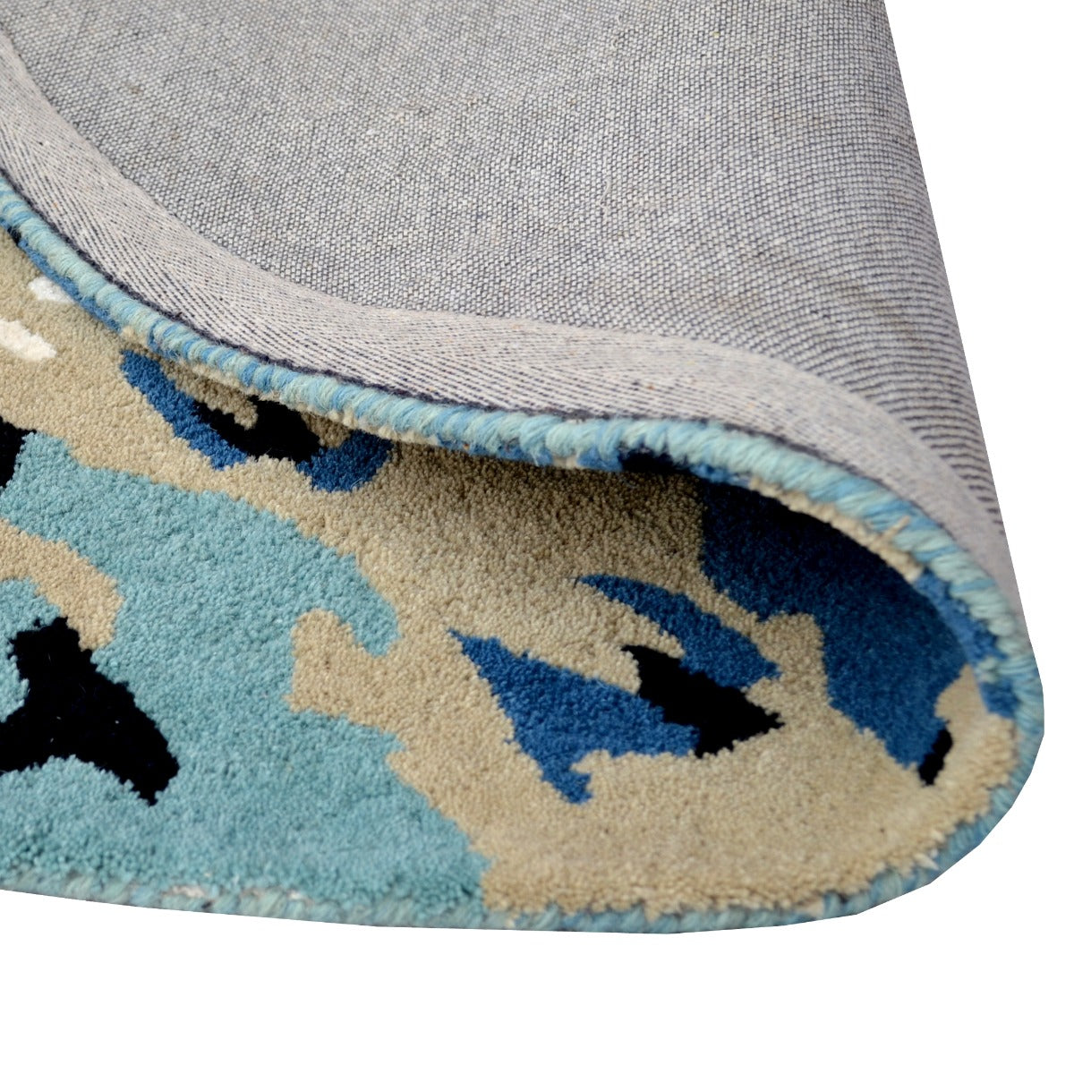 Handmade Coastal Wool Rug-6265-Blue-150x150cm