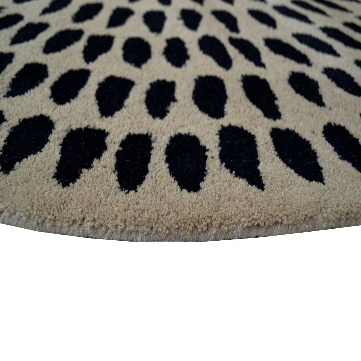 Handmade Woollen Round Rug-Decotex 6386-Beige Charcoal-160x160cm