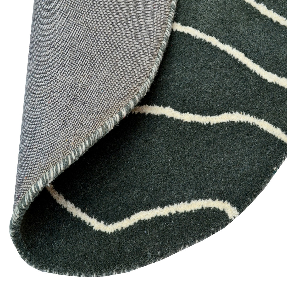 Handmade Woollen Round Rugs-Decotex 6373-Army Green-100x100cm