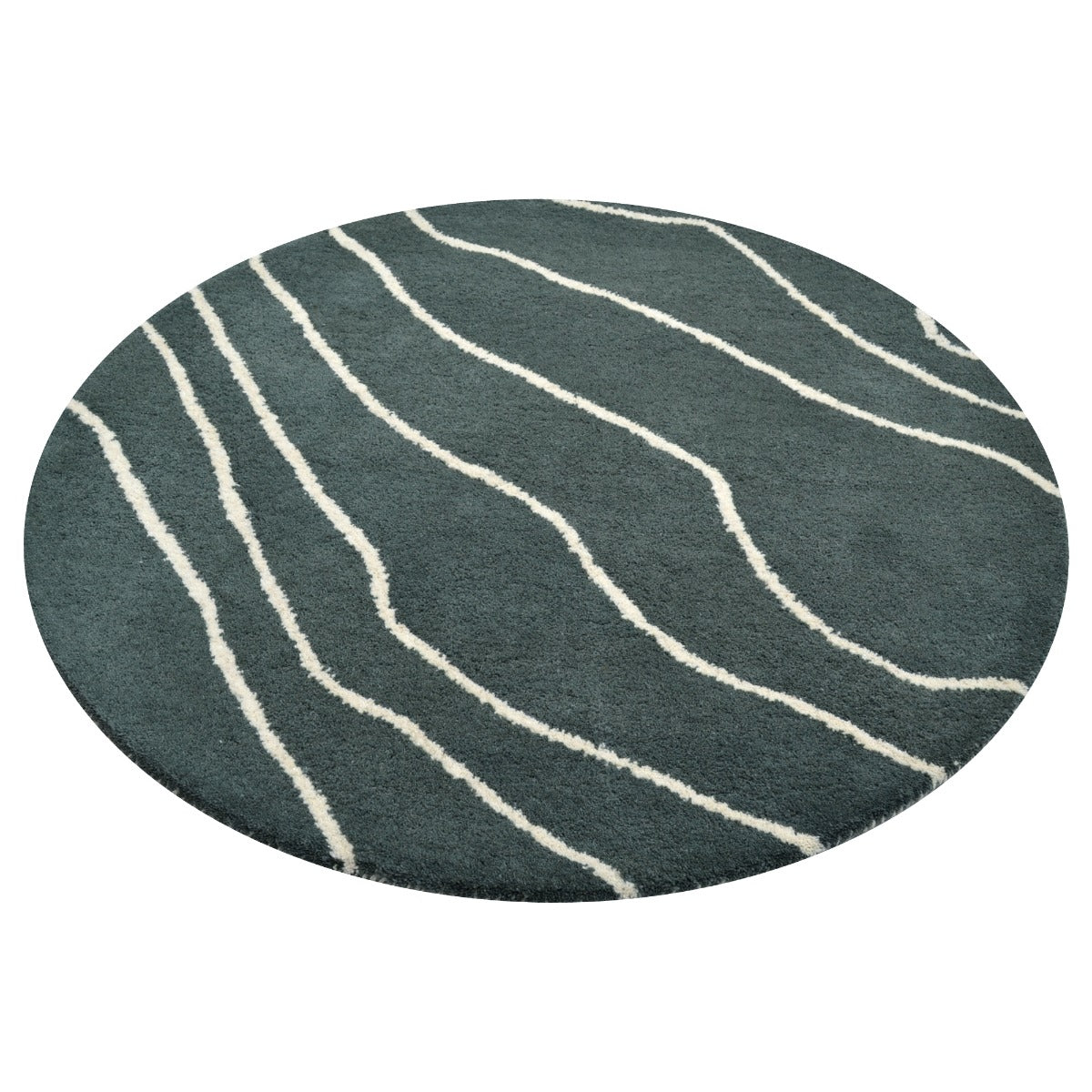 Handmade Woollen Round Rugs-Decotex 6373-Army Green-100x100cm