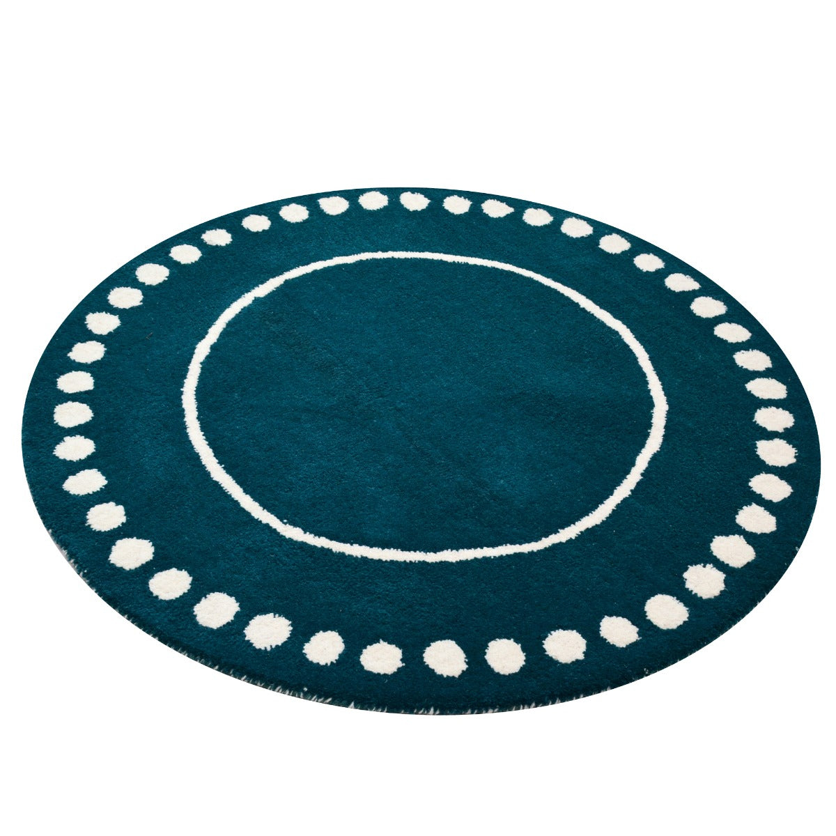 Handmade Woollen Round Rugs-Decotex 6374-Turquiose-100x100cm