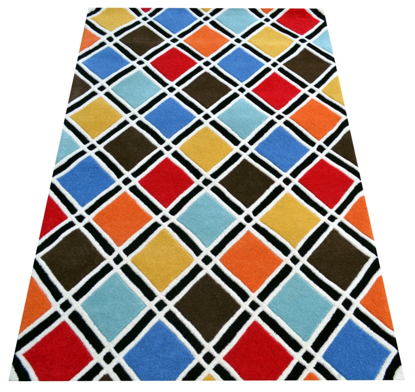 Designer Handmade Wool Rug - Texture2017 - Multi - 160x230cm