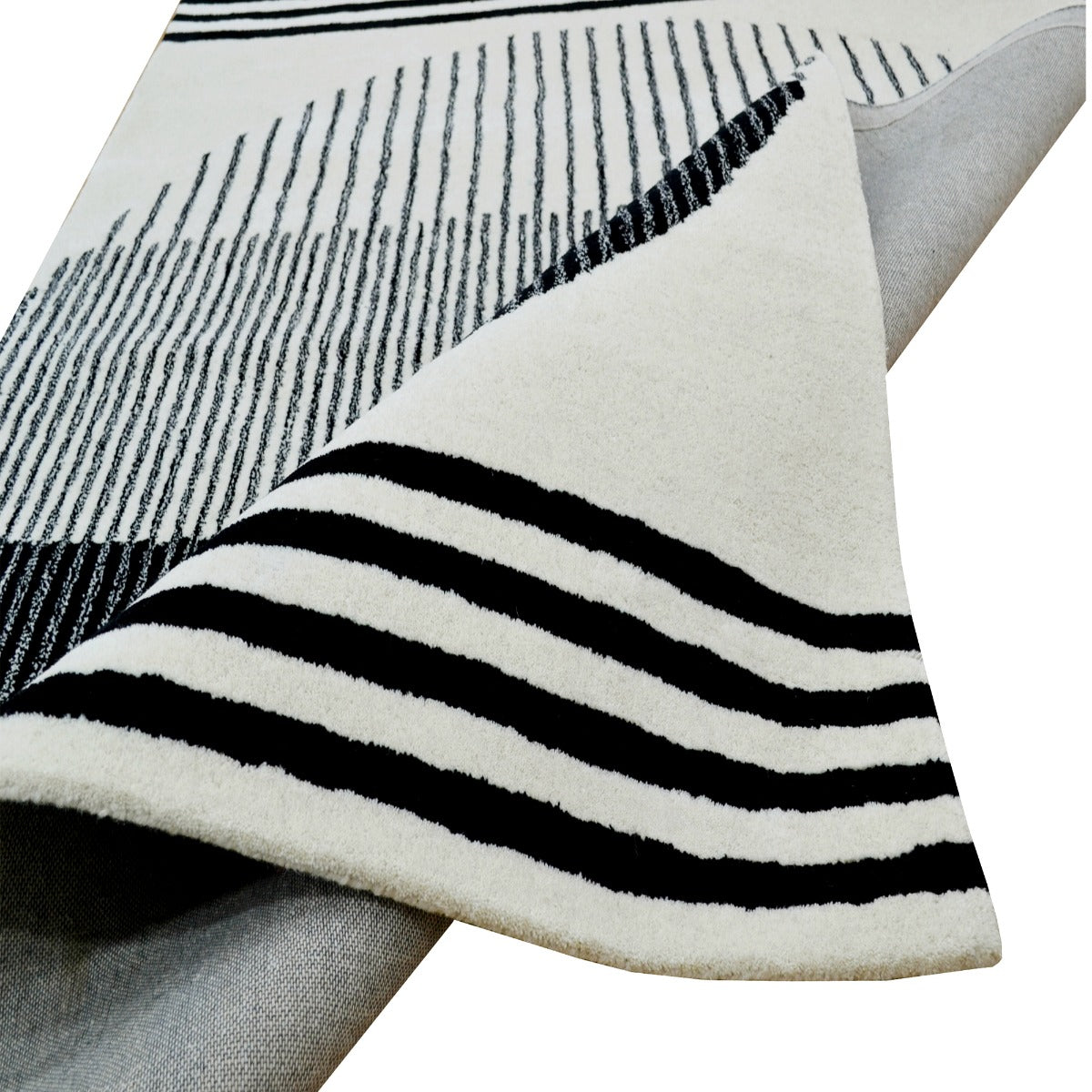Handmade Woolen Rug-Eclipse 6303-Ivory Black-110x160cm