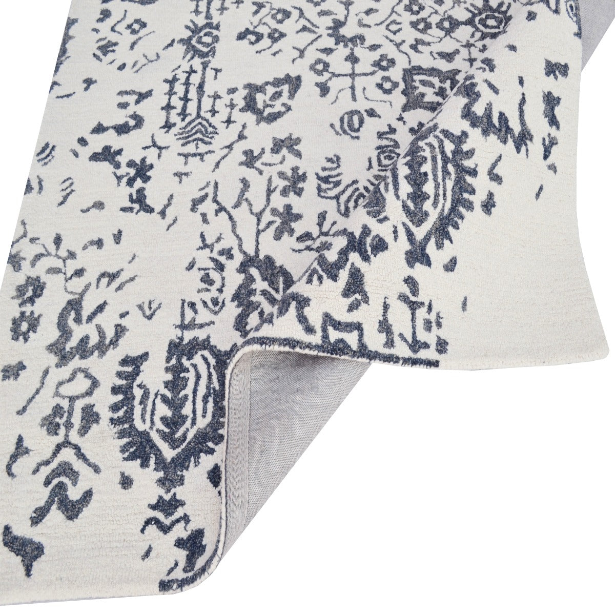 Designer Handmade Wool Rug-Erase 6276-Ivory/Grey-110x160cm