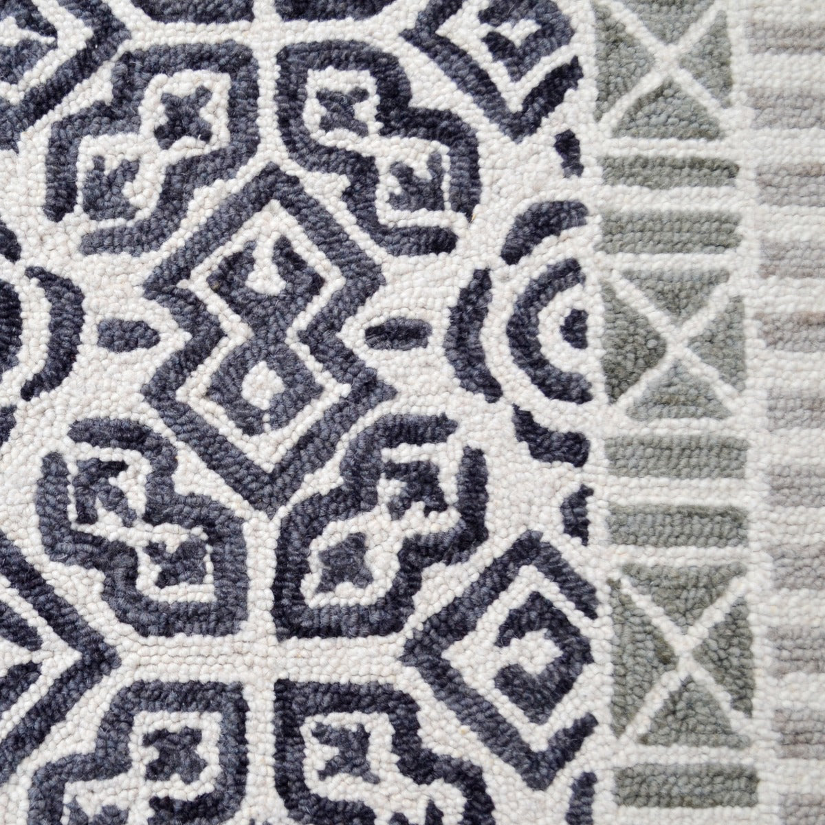 Handmade Georgia Wool Rug-6292-Ivory Charcoal-110x160cm