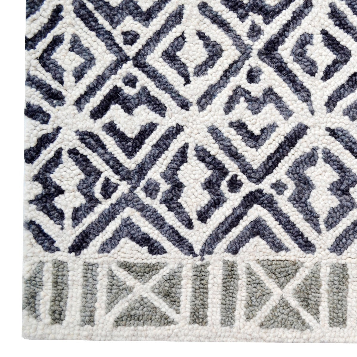 Handmade Georgia Wool Rug-6292-Ivory Charcoal-110x160cm