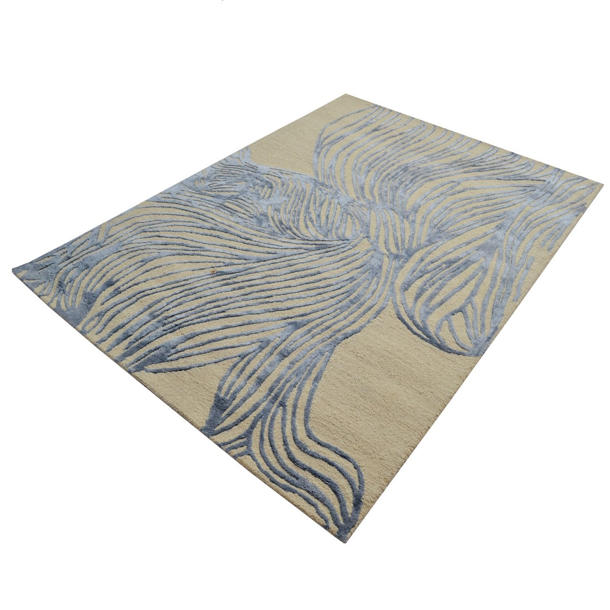 Modern Designer Rug-Gold Coast 6380-Cream Teal Blue-110x160cm