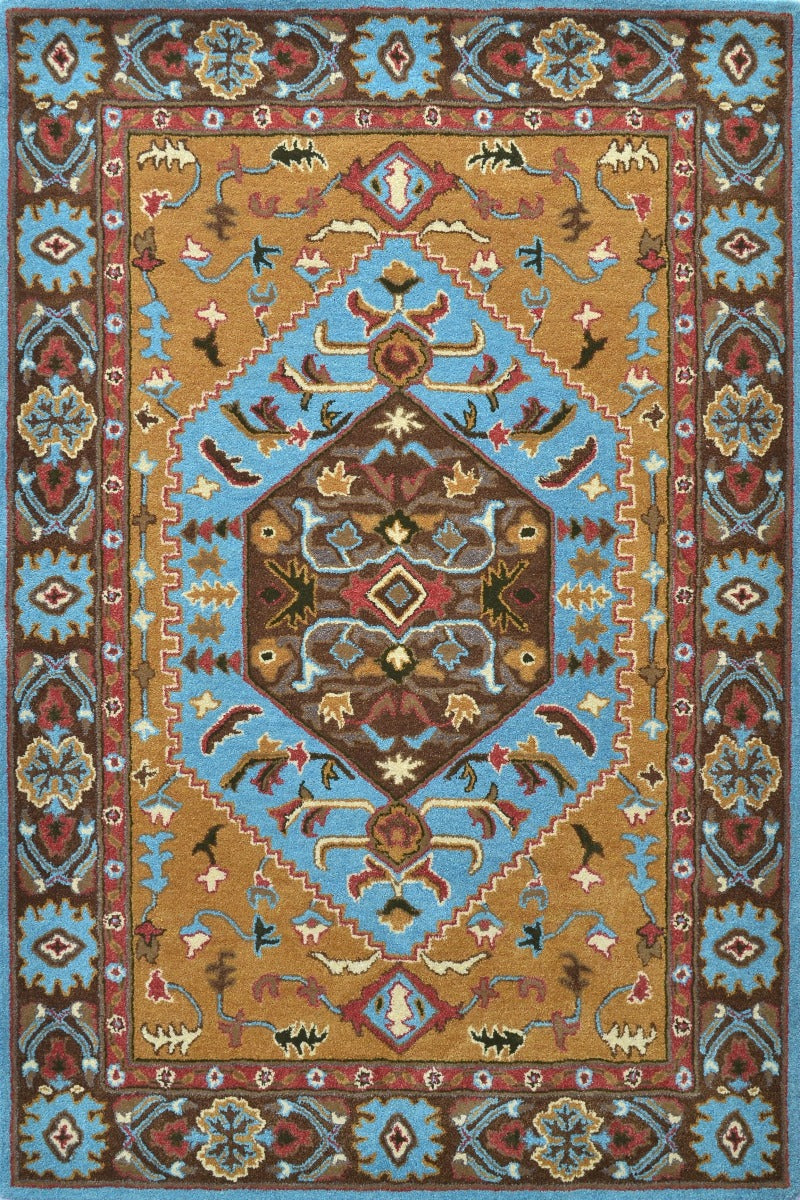 Heriz Handmade Wool Rug - 6216 - Mustard Yellow/Brown - 160x230cm