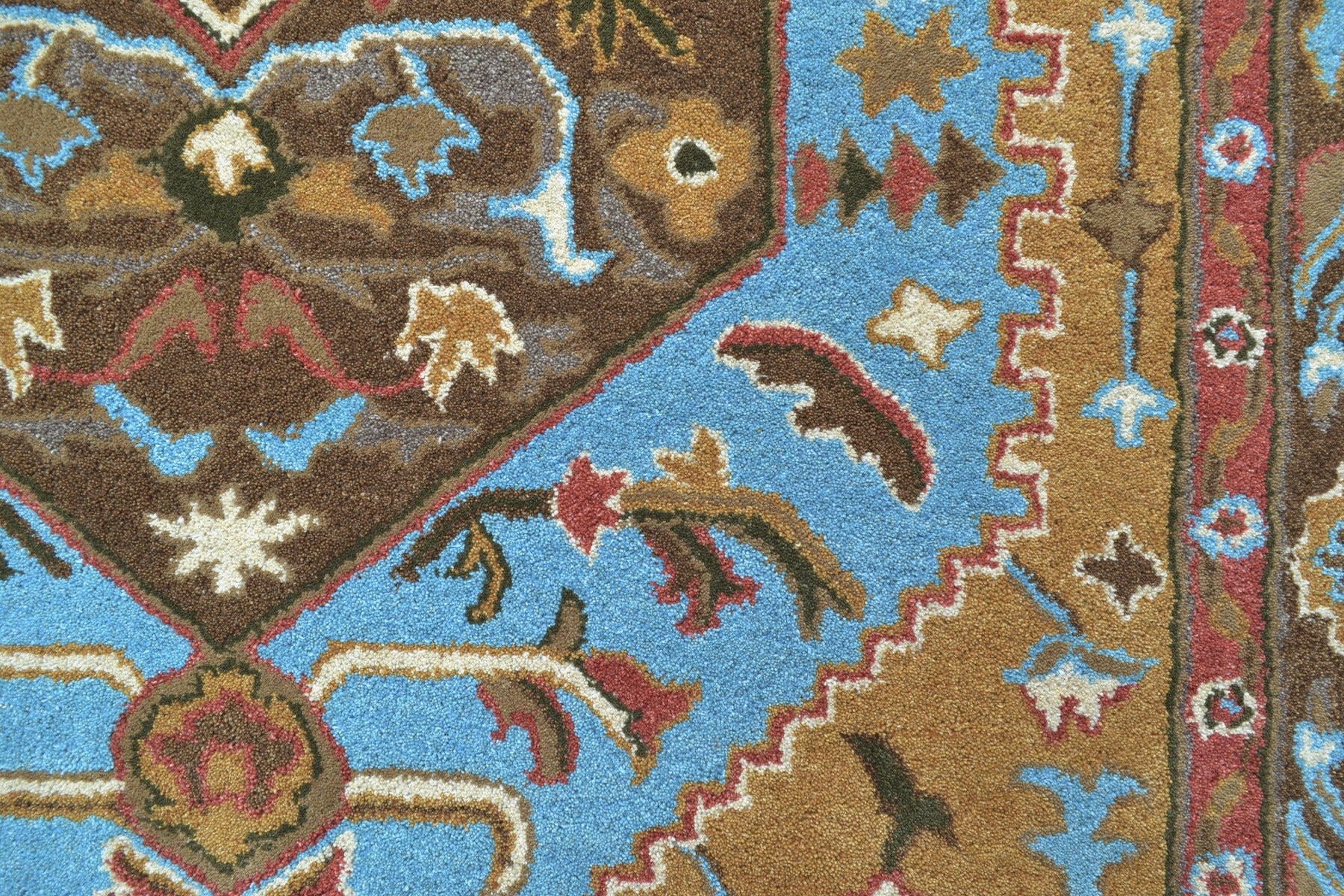 Heriz Handmade Wool Rug - 6216 - Mustard Yellow/Brown - 160x230cm