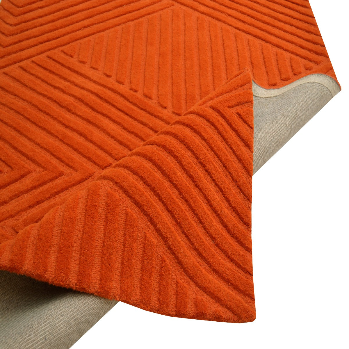 Contemporary Modern Wool Rug-Illusion 6392-Rust-110x160cm