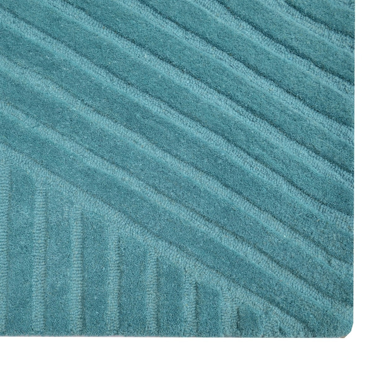 Contemporary Modern Wool Rug-Illusion 6392-Teal Blue-110x160cm