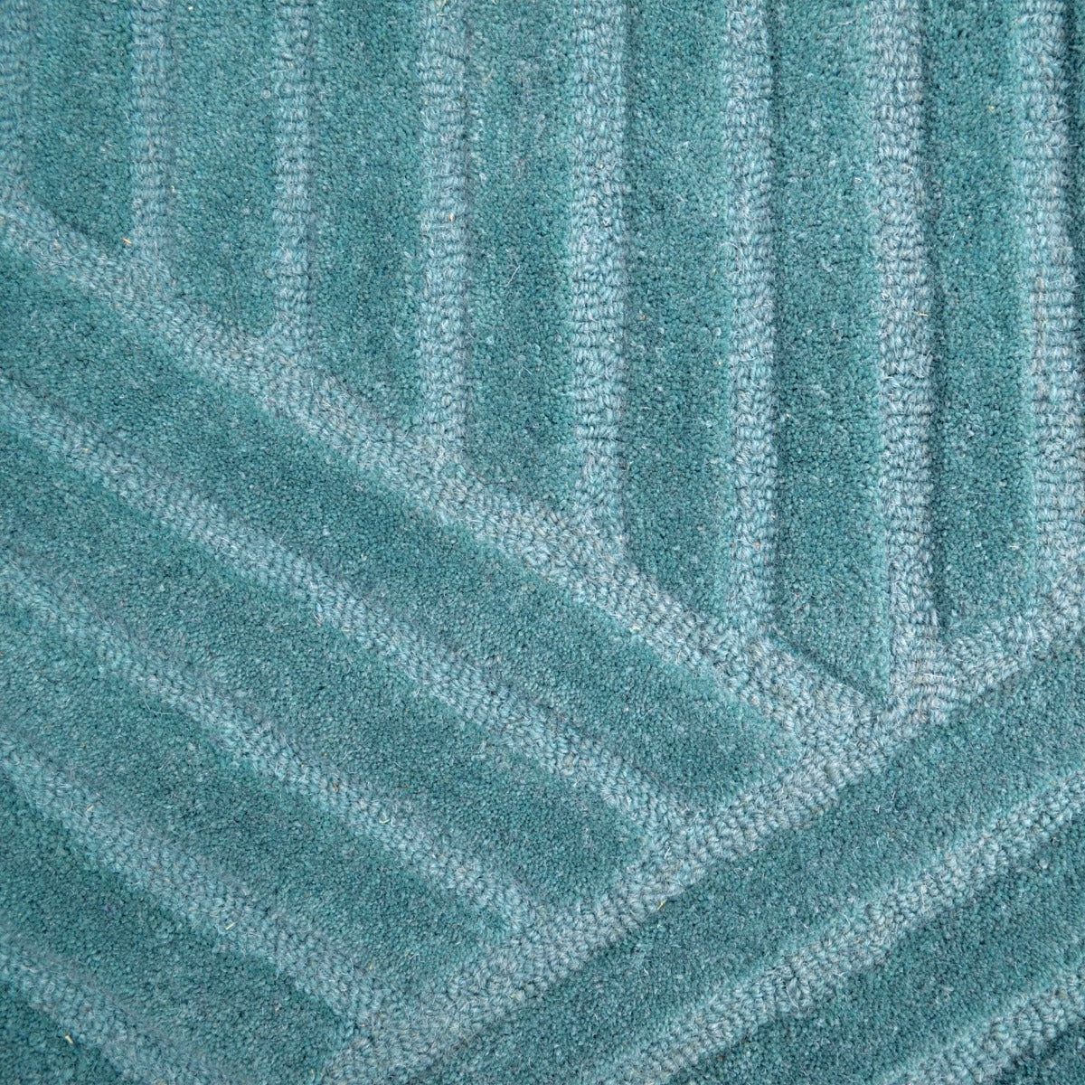 Contemporary Modern Wool Rug-Illusion 6392-Teal Blue-110x160cm
