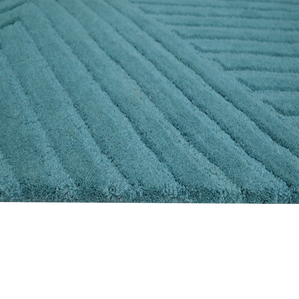 Contemporary Modern Wool Rug-Illusion 6392-Teal Blue-110x160cm