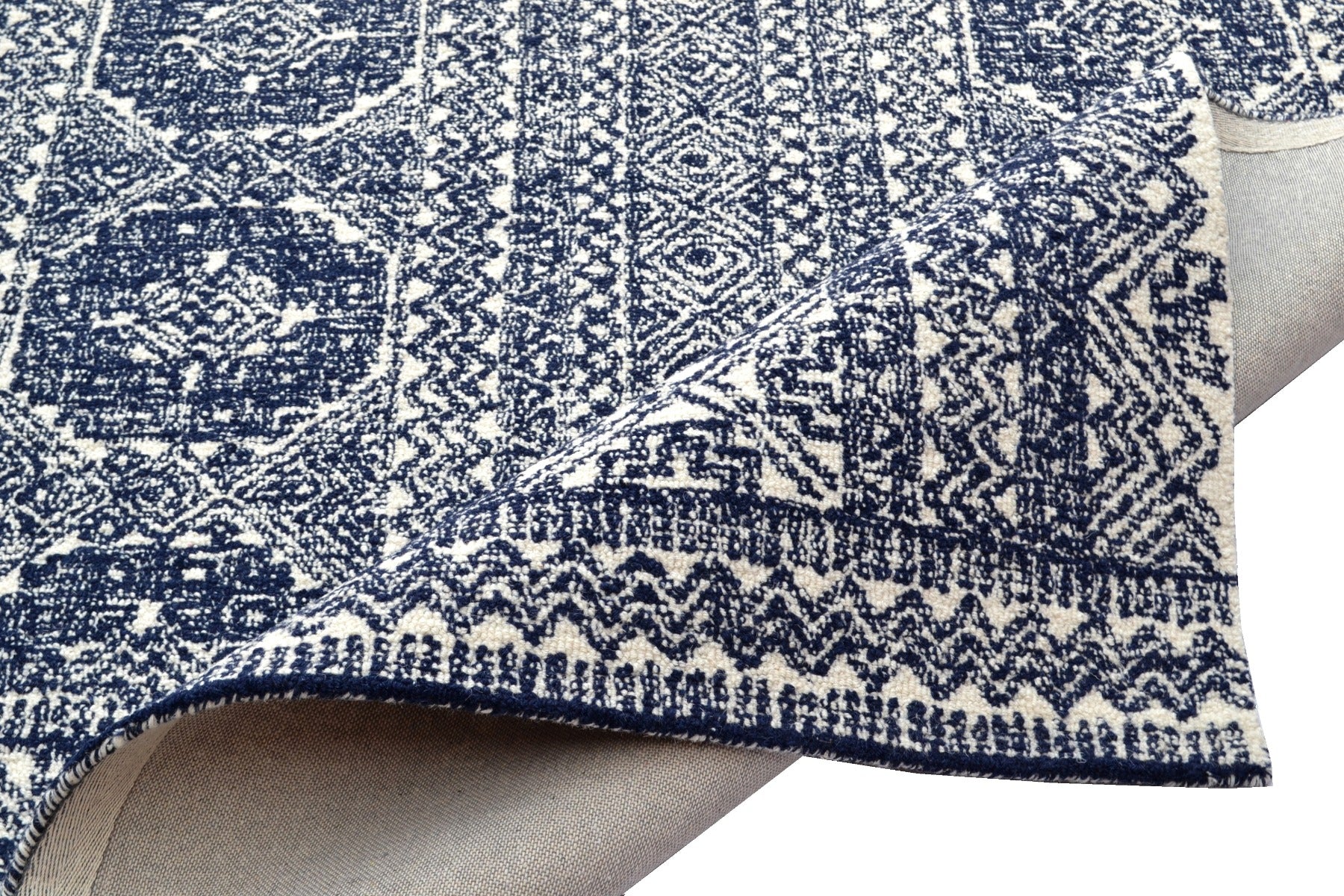 Imperial Handmade Wool Rug - 6210 - Navy/Cream - 110x160cm