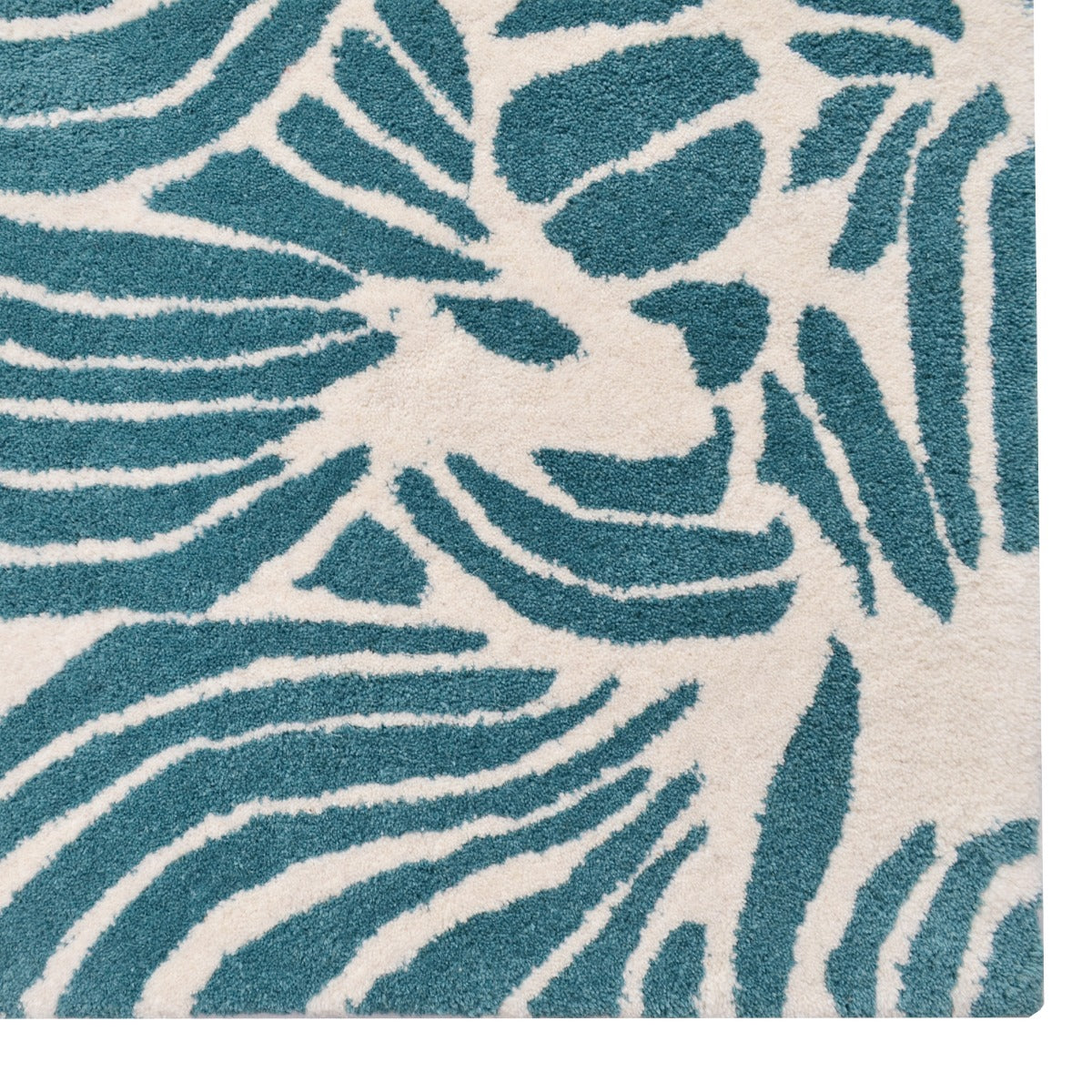 Designer Handmade Wool Rug-Jessica 6351-Teal Ivory-110x160cm
