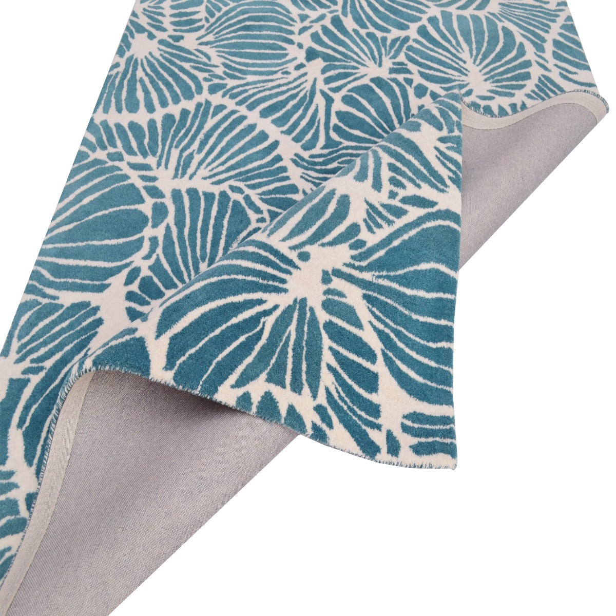 Designer Handmade Wool Rug-Jessica 6351-Teal Ivory-110x160cm