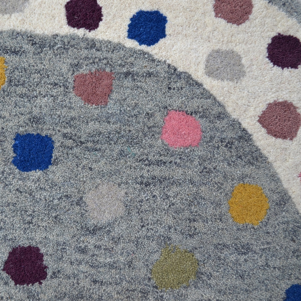 Handmade Kids Wool Rug-Dublin Daisy K-6395-Silver Cream-100x100cm