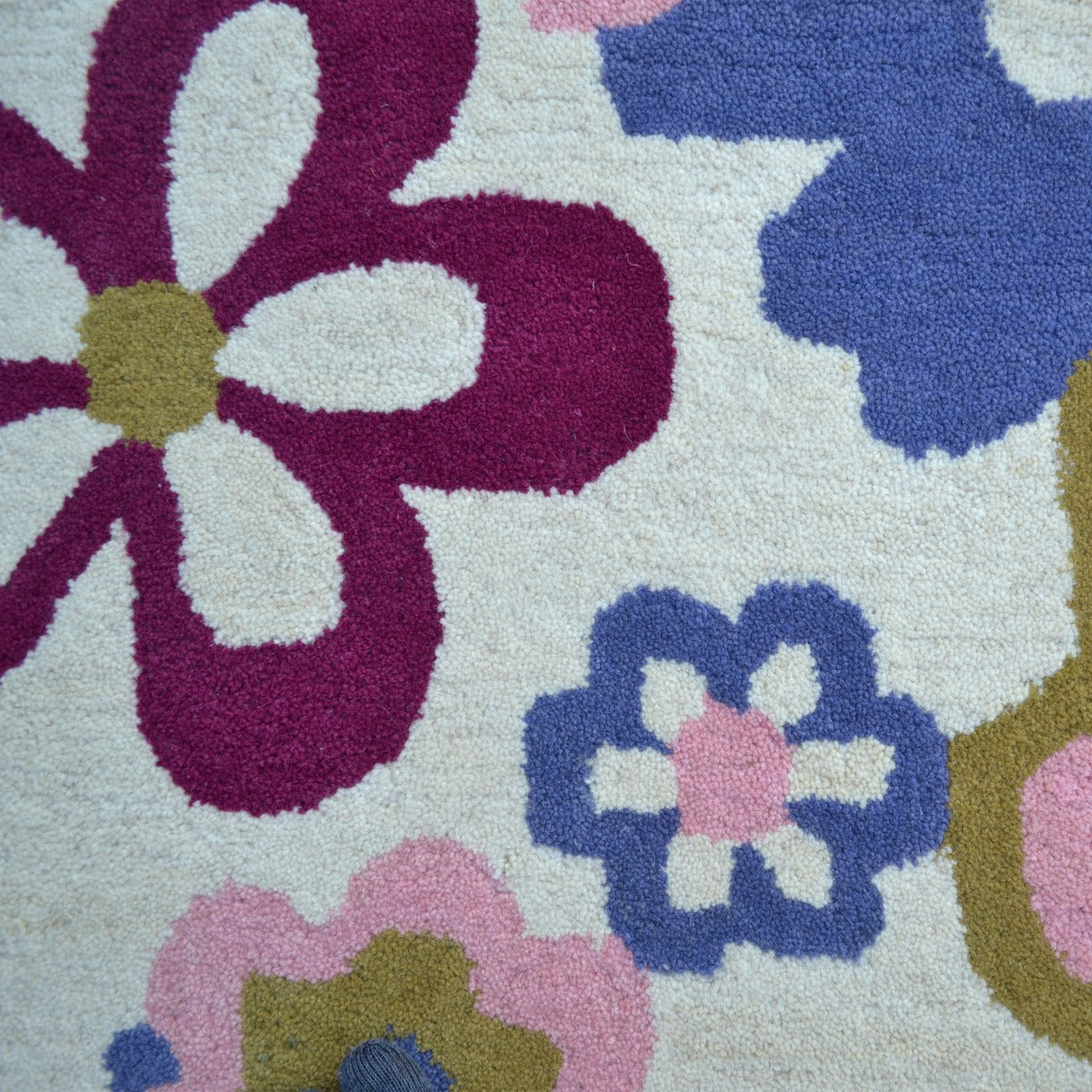 Handmade Kids Wool Rug-Mini Montreal K-6396-Ivory Multi-100x100cm