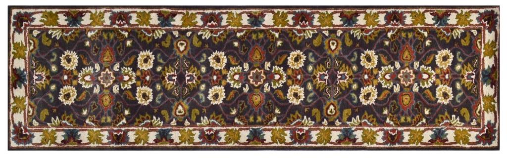 Handmade Floral Wool Rug - Kashan2- Grey/Cream - 110x160cm