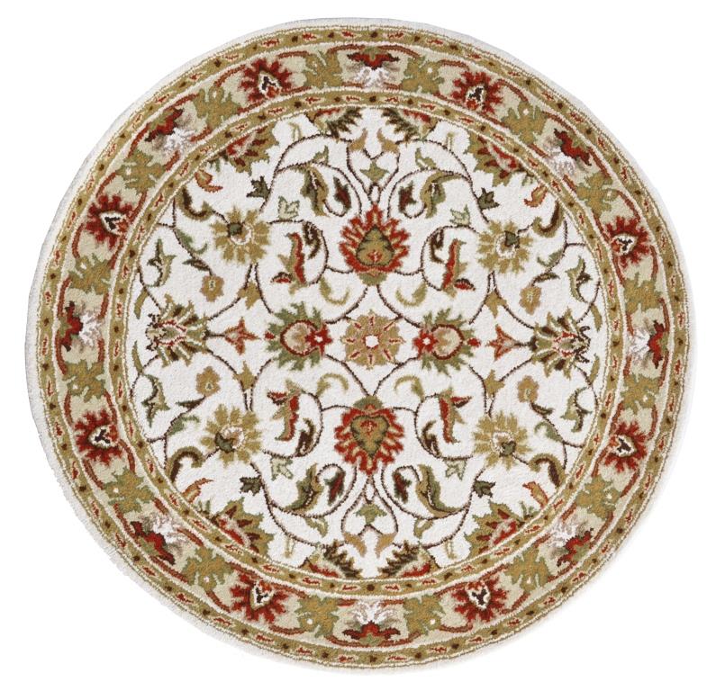 Handmade Floral Wool Rug - Kashan2- Ivory/Cream - 110x160cm