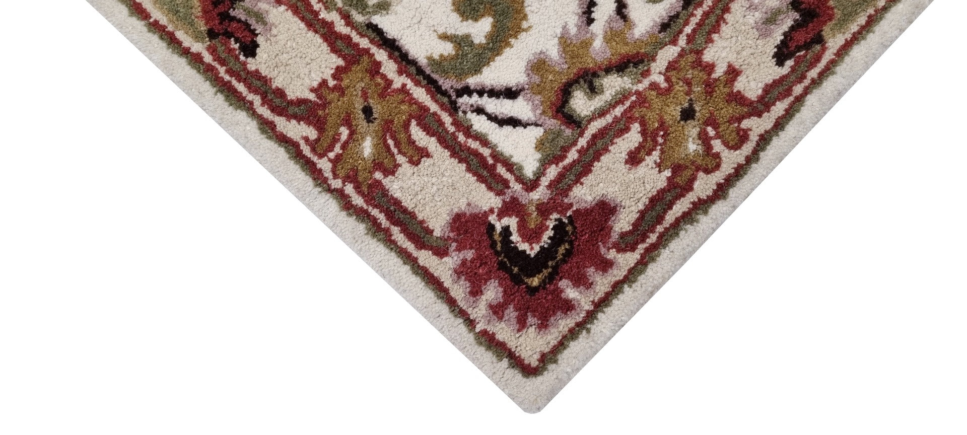 Handmade Floral Wool Rug - Kashan2- Ivory/Cream - 110x160cm