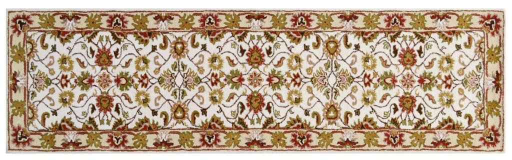 Handmade Floral Wool Rug - Kashan2- Ivory/Cream - 110x160cm