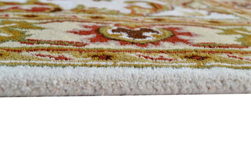 Handmade Floral Wool Rug - Kashan2- Ivory/Cream - 110x160cm